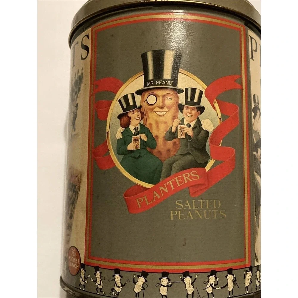 Vintage The Planters Pennant Salted Peanuts Food Advertising Tin Can Mr. Peanut